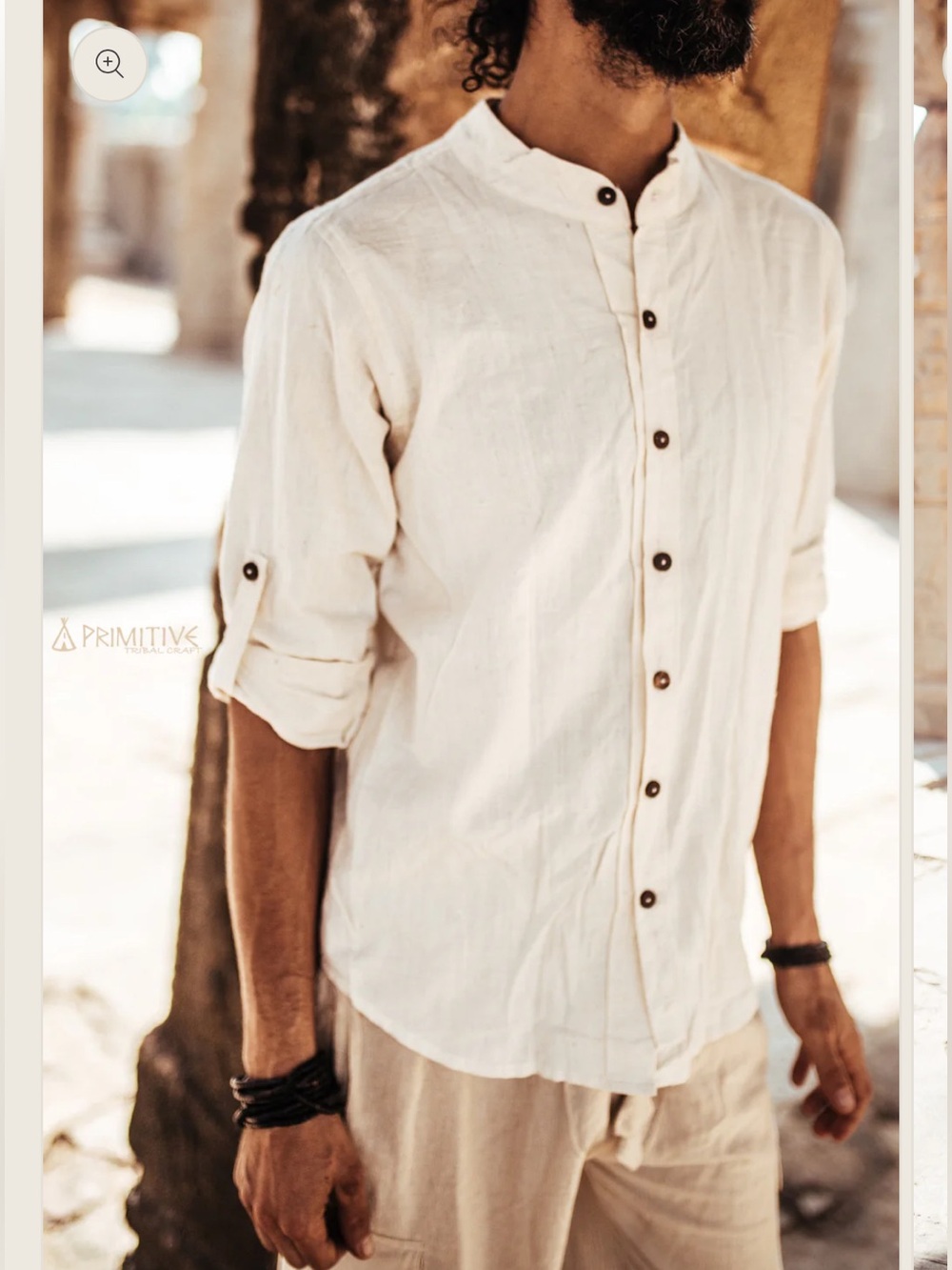 Primitive Button Down Shirt Handwoven Khadi Cotton Off‎ White size XL